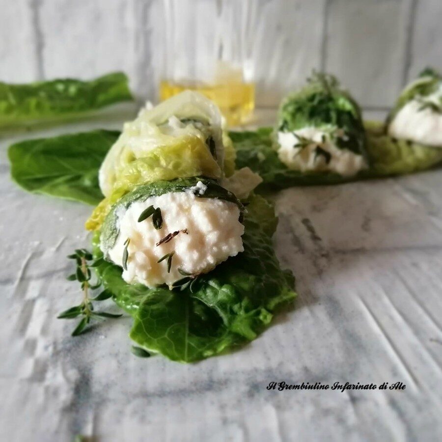 Foglie di lattuga stufate alla ricotta
