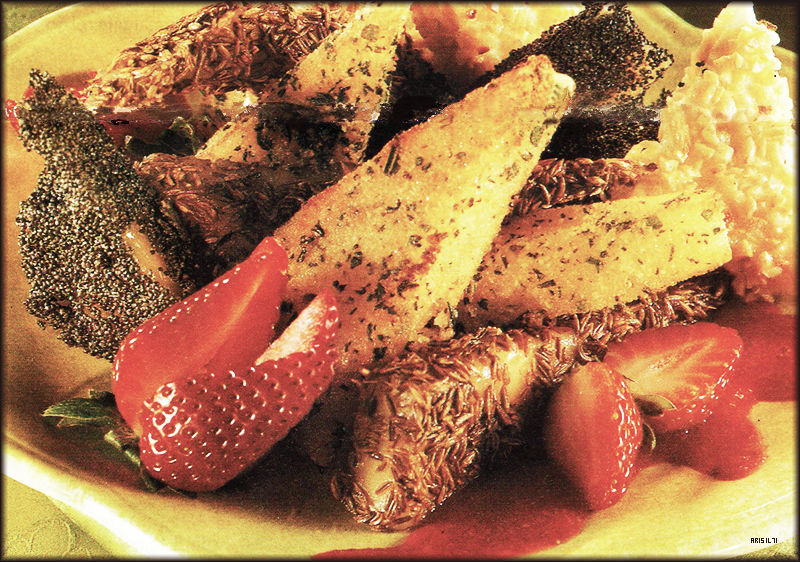 Formaggi fritti con salsa di fragole