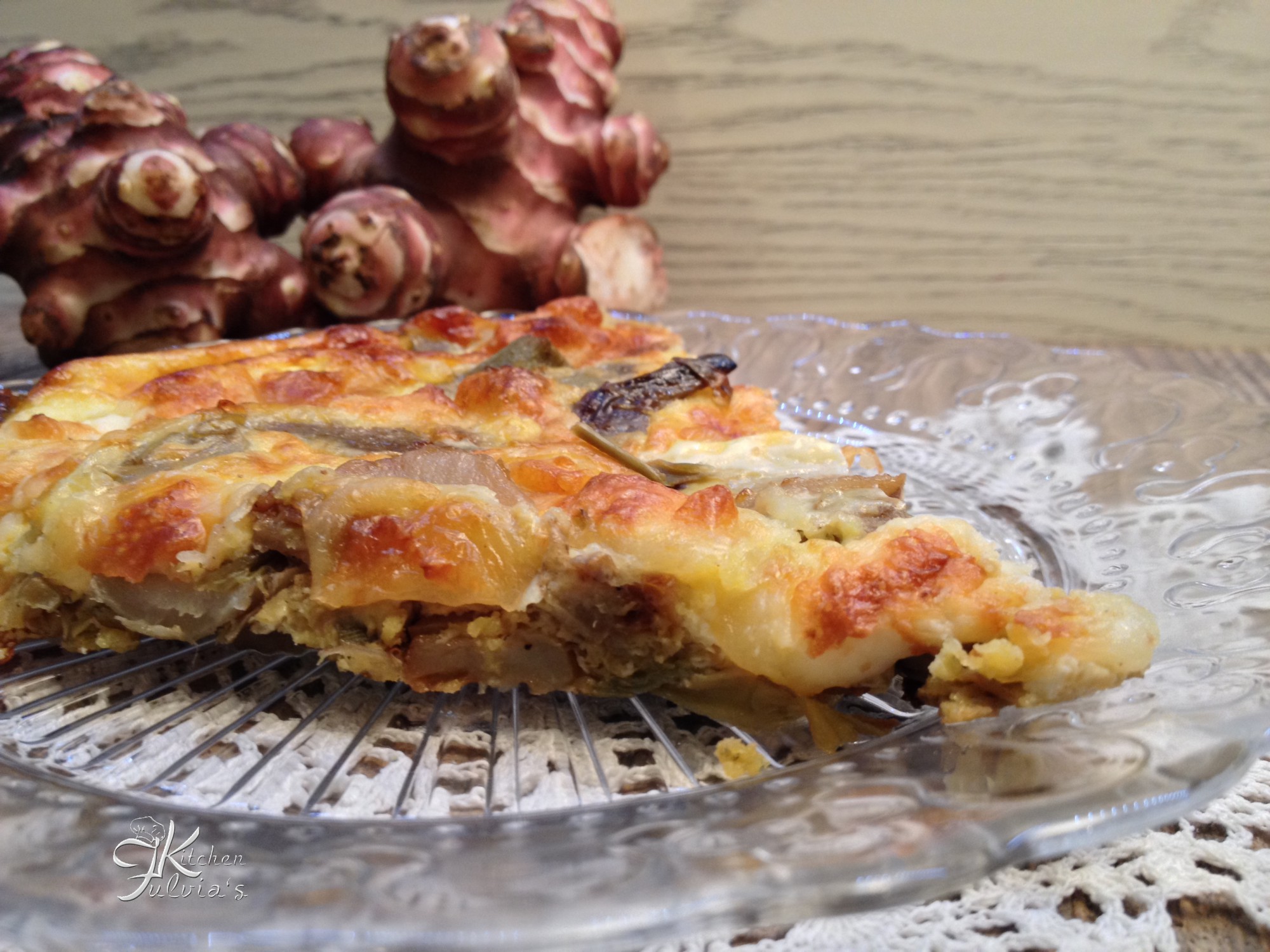 Frittata al forno con carciofi e topinambur