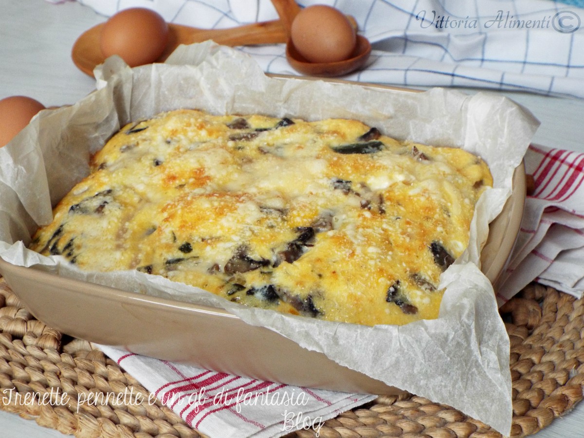 Frittata al forno con funghi e mozzarella
