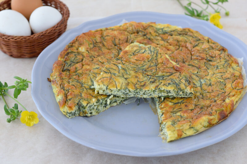 Frittata con agretti al forno (barba di frate)