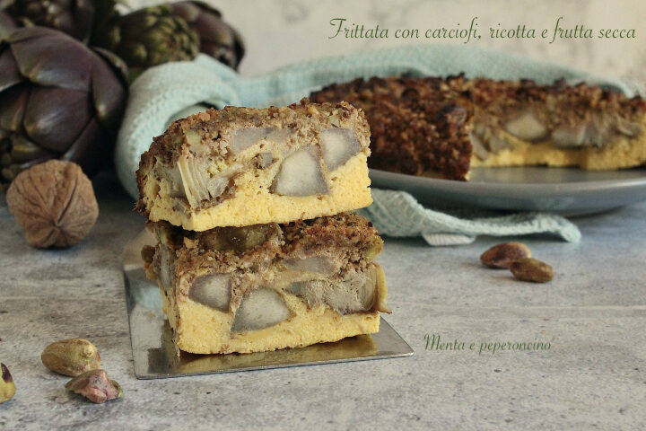 Frittata con carciofi, ricotta e frutta secca