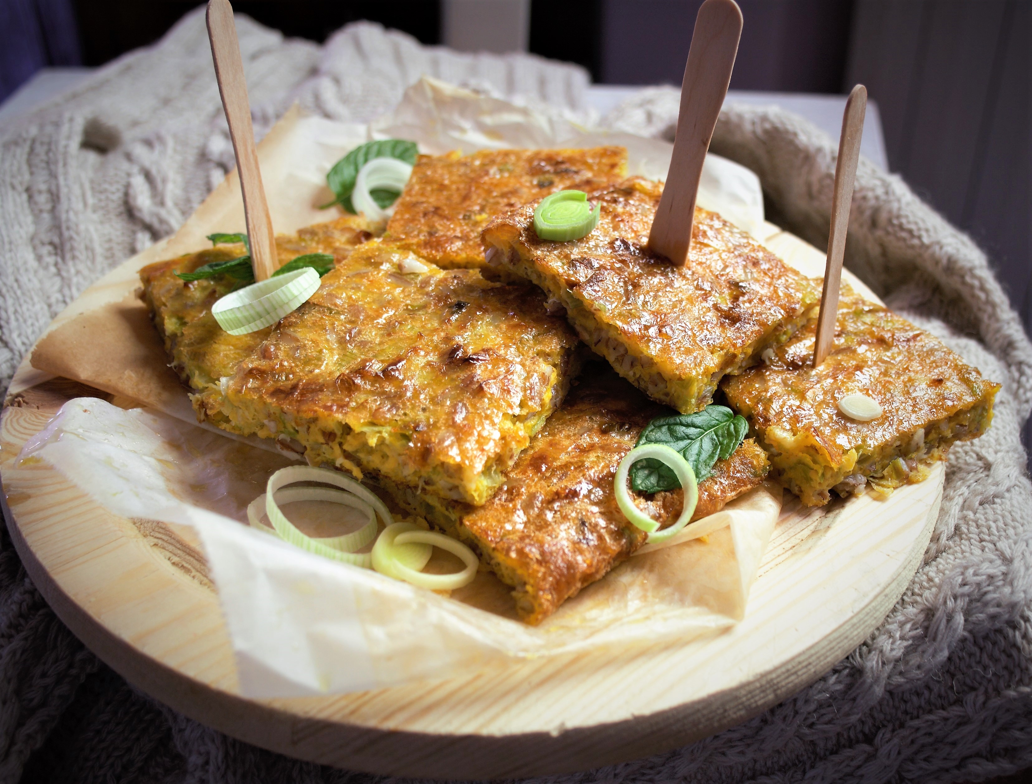 Frittata con farro del colle e aglio porro