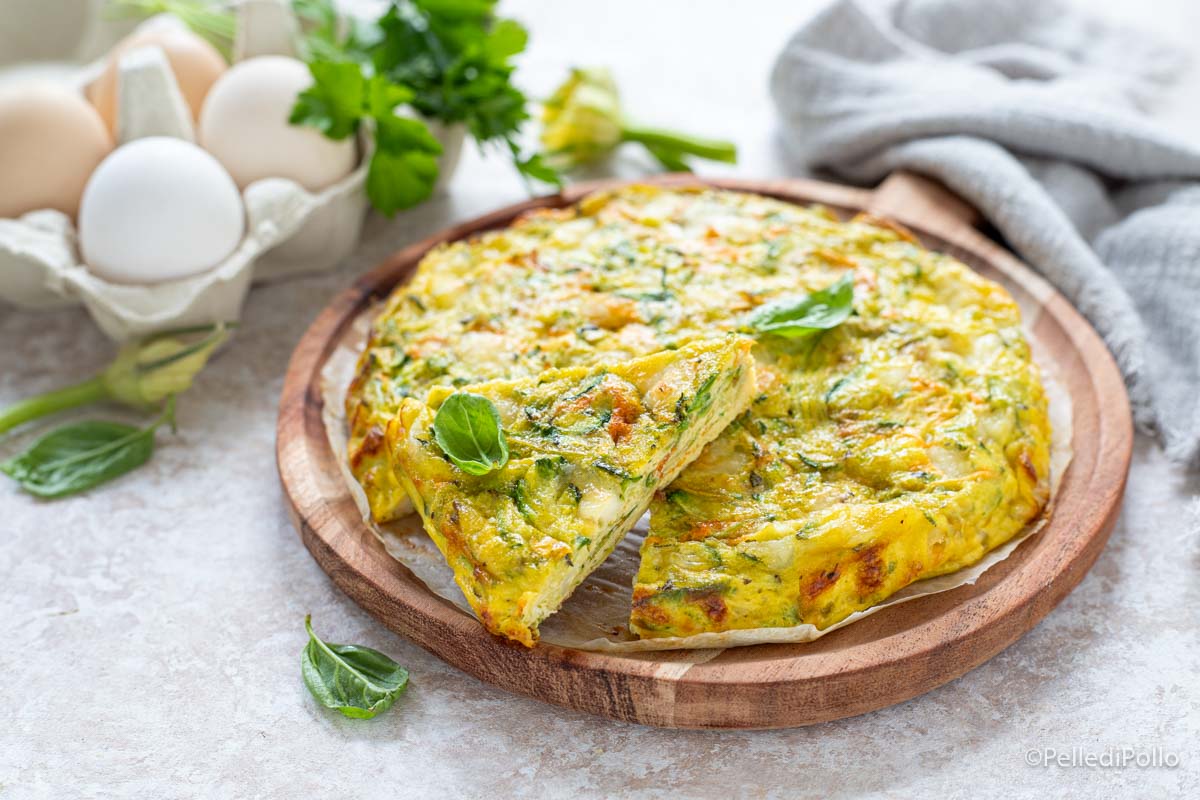 Frittata con fiori di zucca