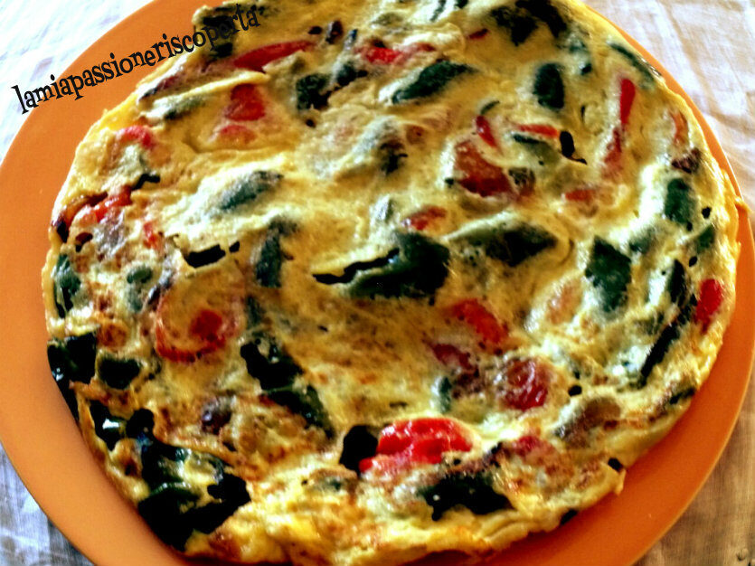 Frittata con peperoni uova formaggio
