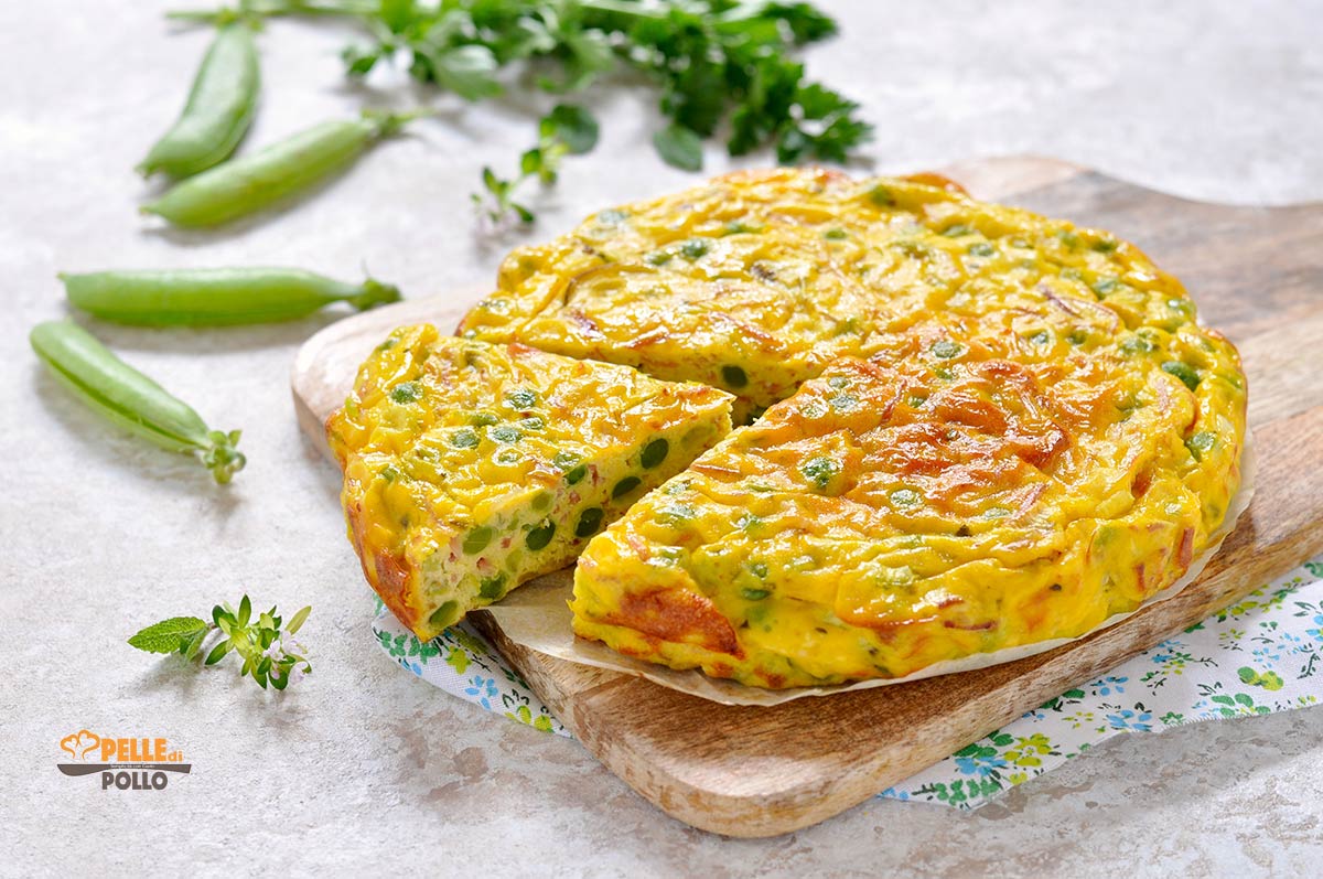 Frittata con piselli e speck