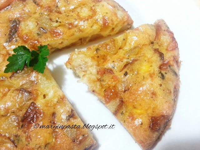 Frittata cotta in forno allo zafferano con patate, scalogno e formaggio asiago
