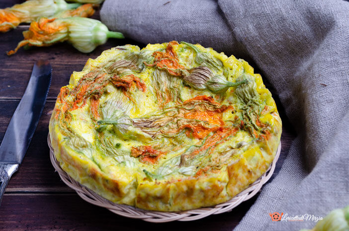 Frittata di ricotta e fiori di zucca al forno