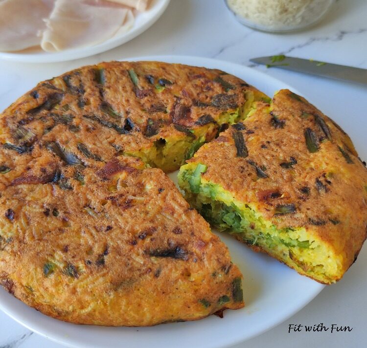 Frittata di riso light e proteica con asparagi e zafferano