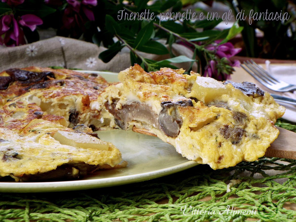 Frittata funghi e patate filante