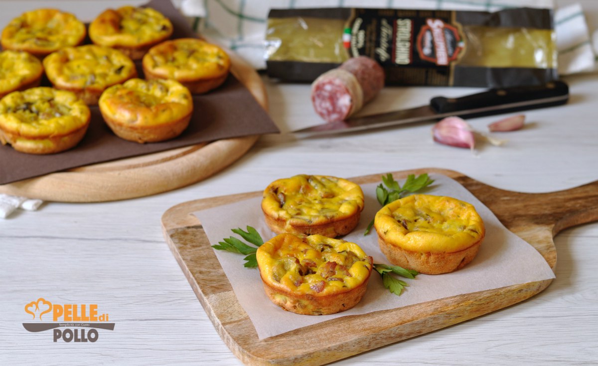 Frittatine ai funghi con salame al tartufo