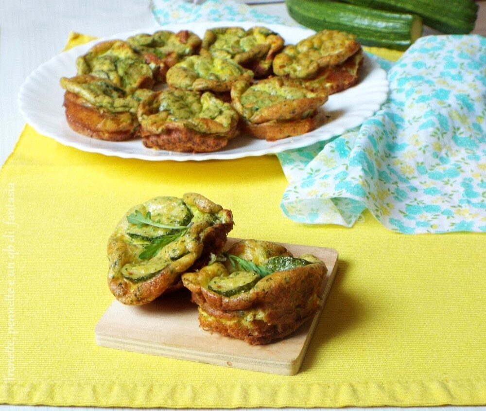 Frittatine al forno con zucchine e pesto di rucola