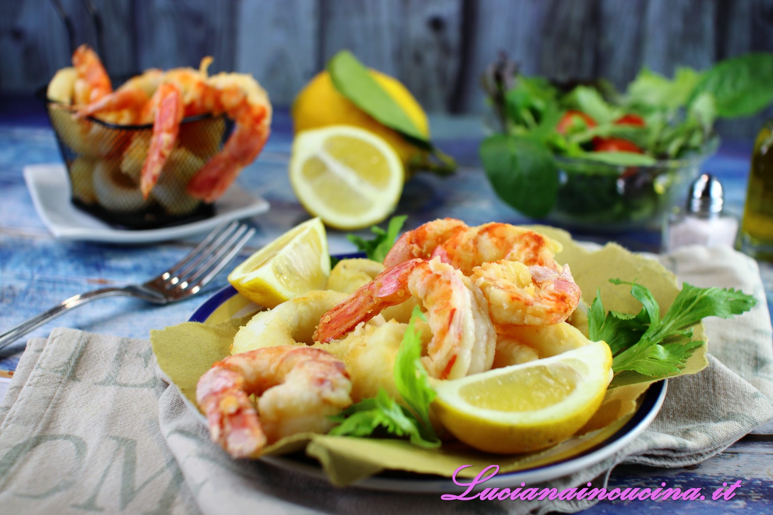 Fritto di calamari e gamberi