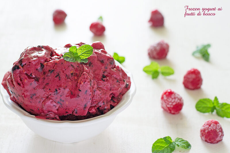 Frozen yogurt ai frutti di bosco fresco e goloso