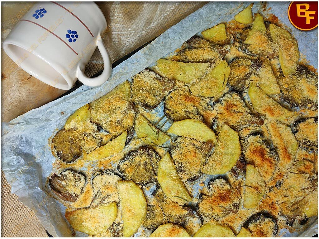Funghi e patate gratinati al forno