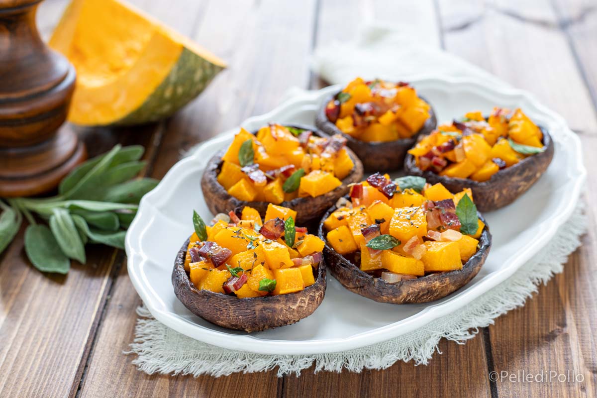 Funghi portobello ripieni con zucca