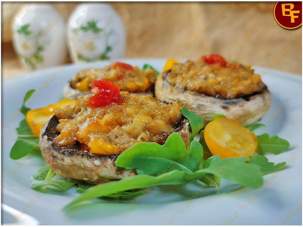 Funghi ripieni con patate cotti in friggitrice ad aria