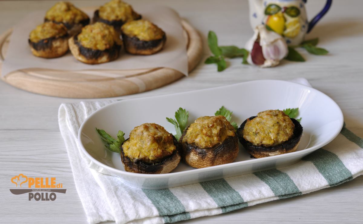 Funghi ripieni di carne al forno