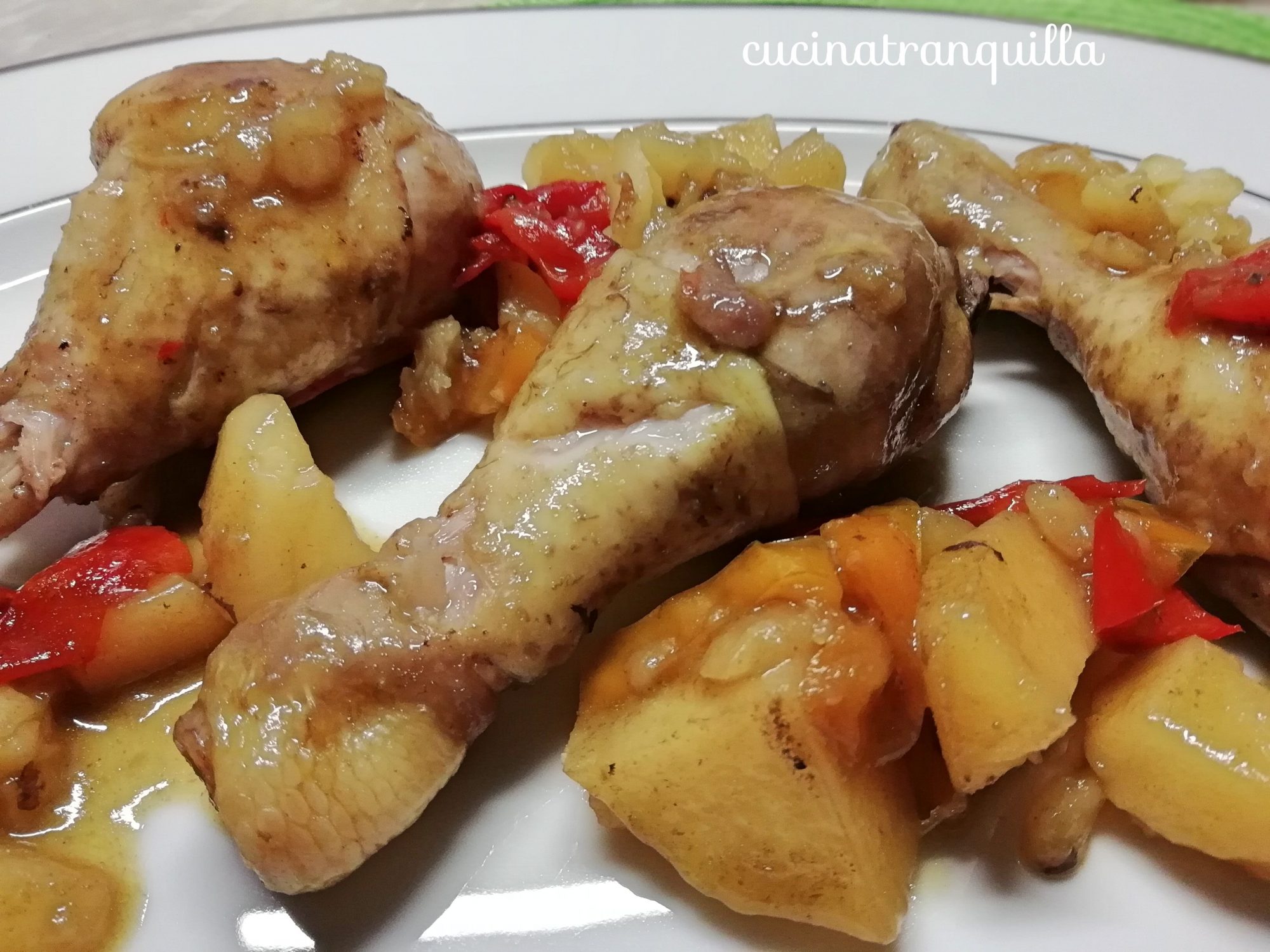 Fusi di pollo al vino rosso