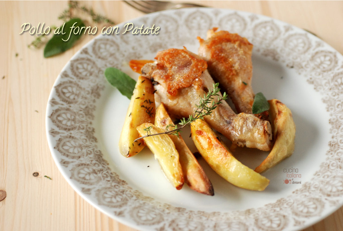 Fusi di pollo e patate al forno