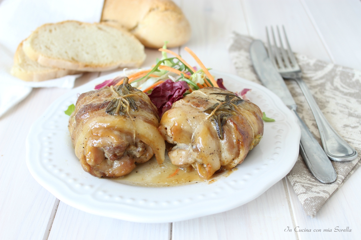 Fusi di pollo ripieni al vino