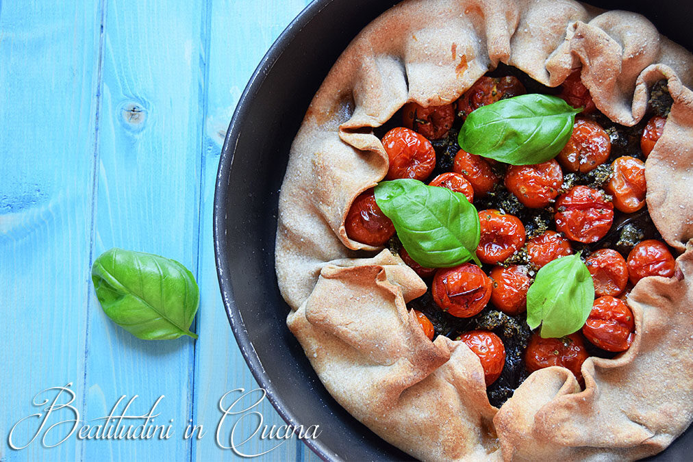 Galette pomodorini, melanzane e pesto