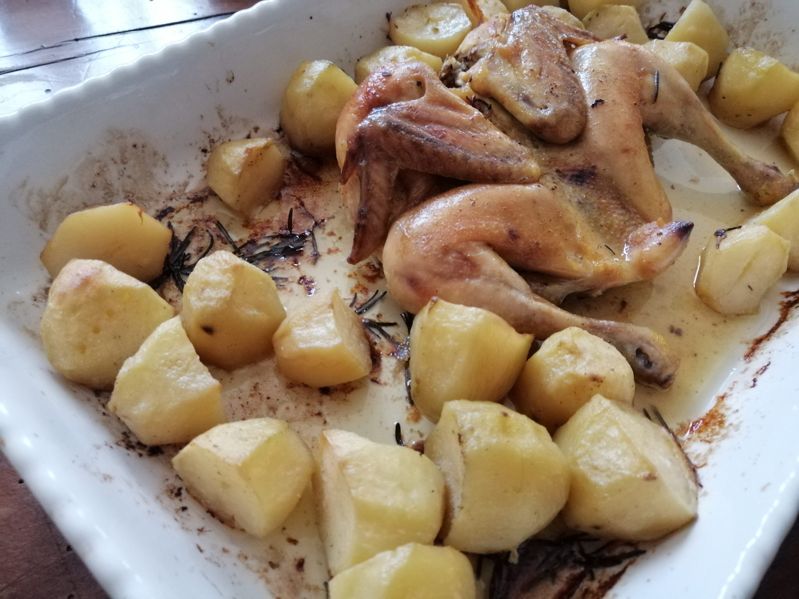 Galletto al forno con patate