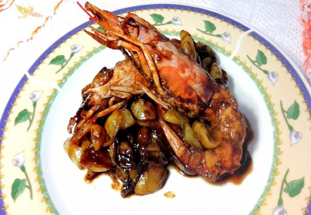 Gamberi uva bianca al profumo di mosto..