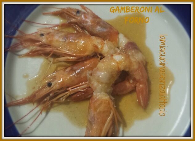 Gamberoni al forno con lardo