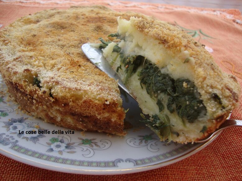 Gateau di patate con bieta e mozzarella