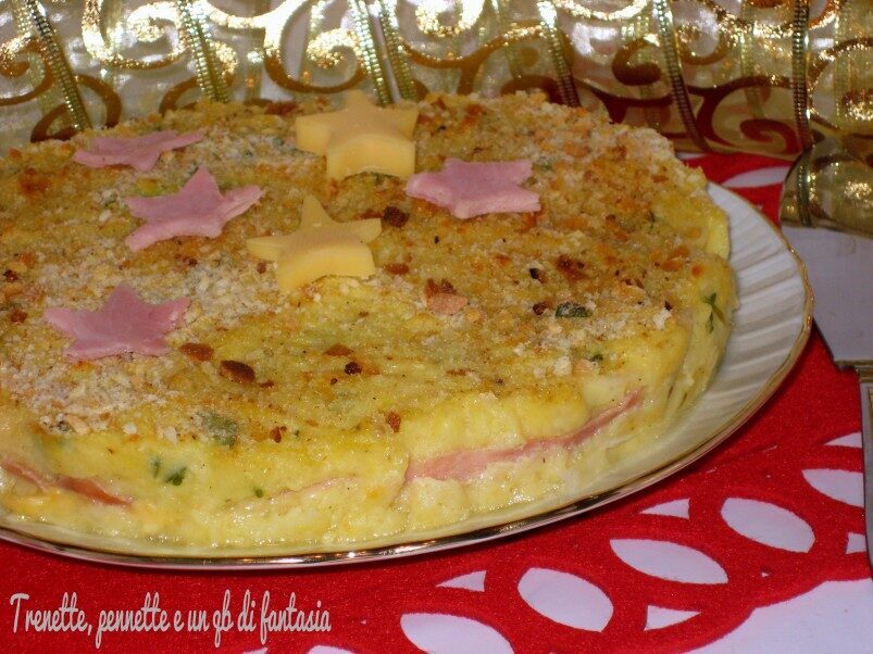 Gattò di patate con prosciutto cotto e formaggi