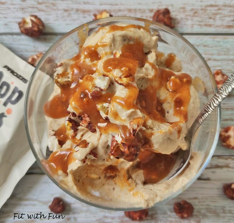 Gelato fit ai pop corn caramellati proteico 4 ingredienti