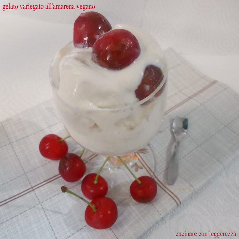 Gelato variegato all’amarena vegano