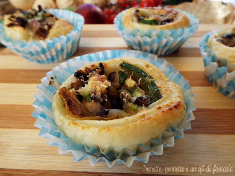 Girandole sfogliate con verdure e stracchino