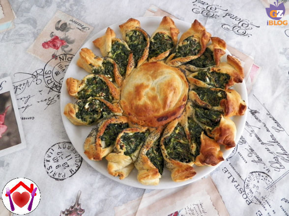 Girasole di pasta sfoglia e spinaci