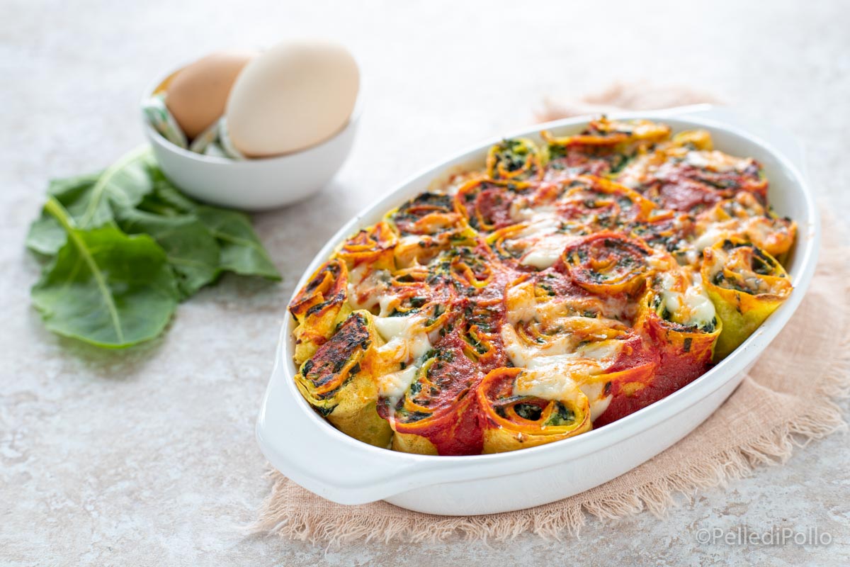 Girelle di crepes con ricotta e spinaci