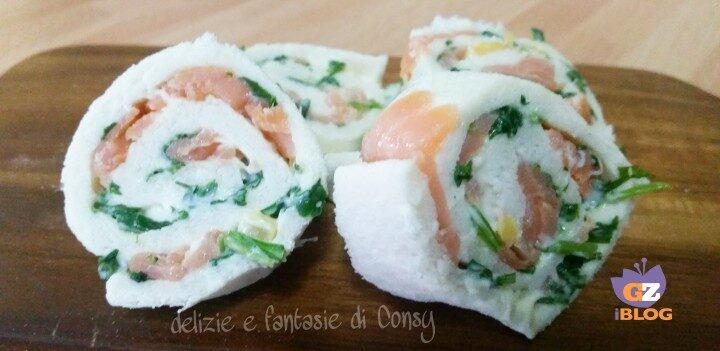 Girelle di tramezzino al salmone
