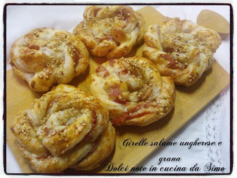 Girelle farcite con salame ungherese e grana