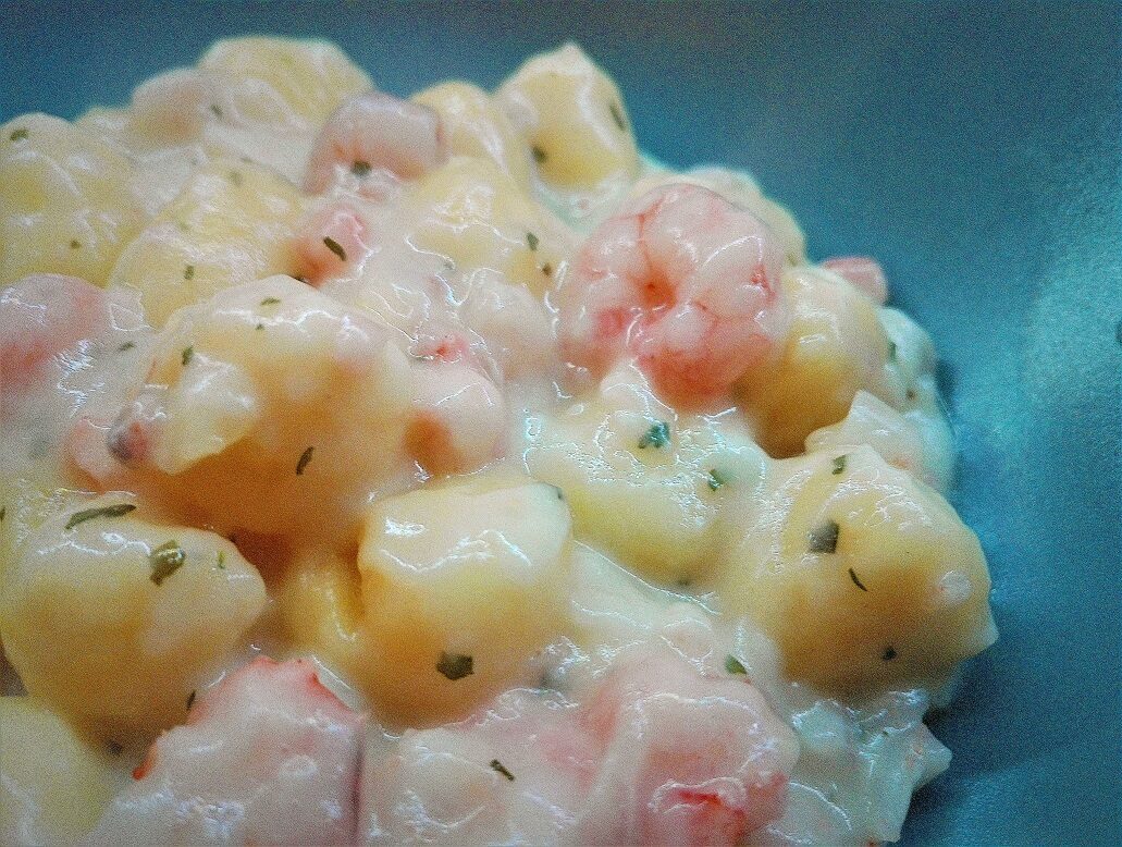 Gnocchetti di patate cremosi con gamberetti