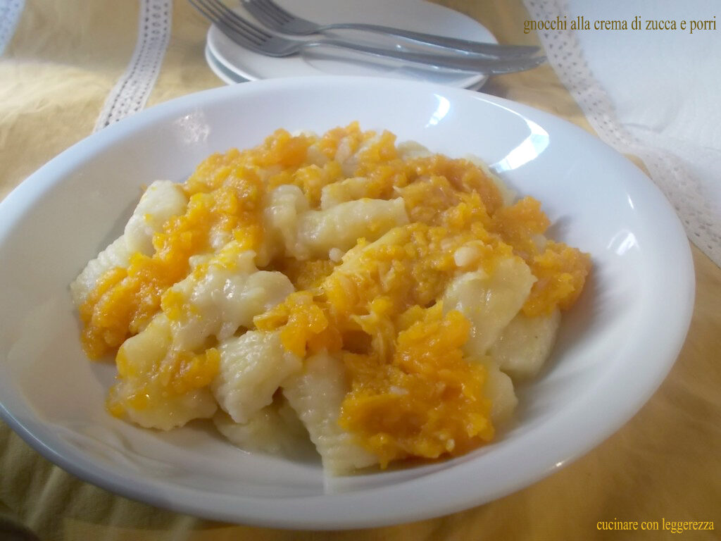 Gnocchi alla crema di zucca e porri