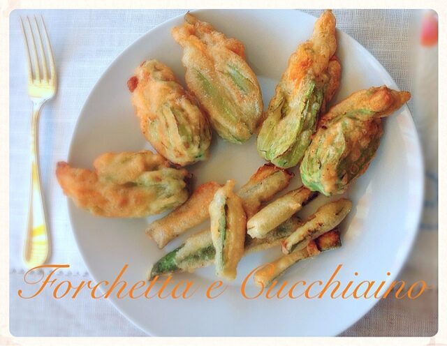 Gran fritto di fiori di zucca e zucchine in tempura alla birra