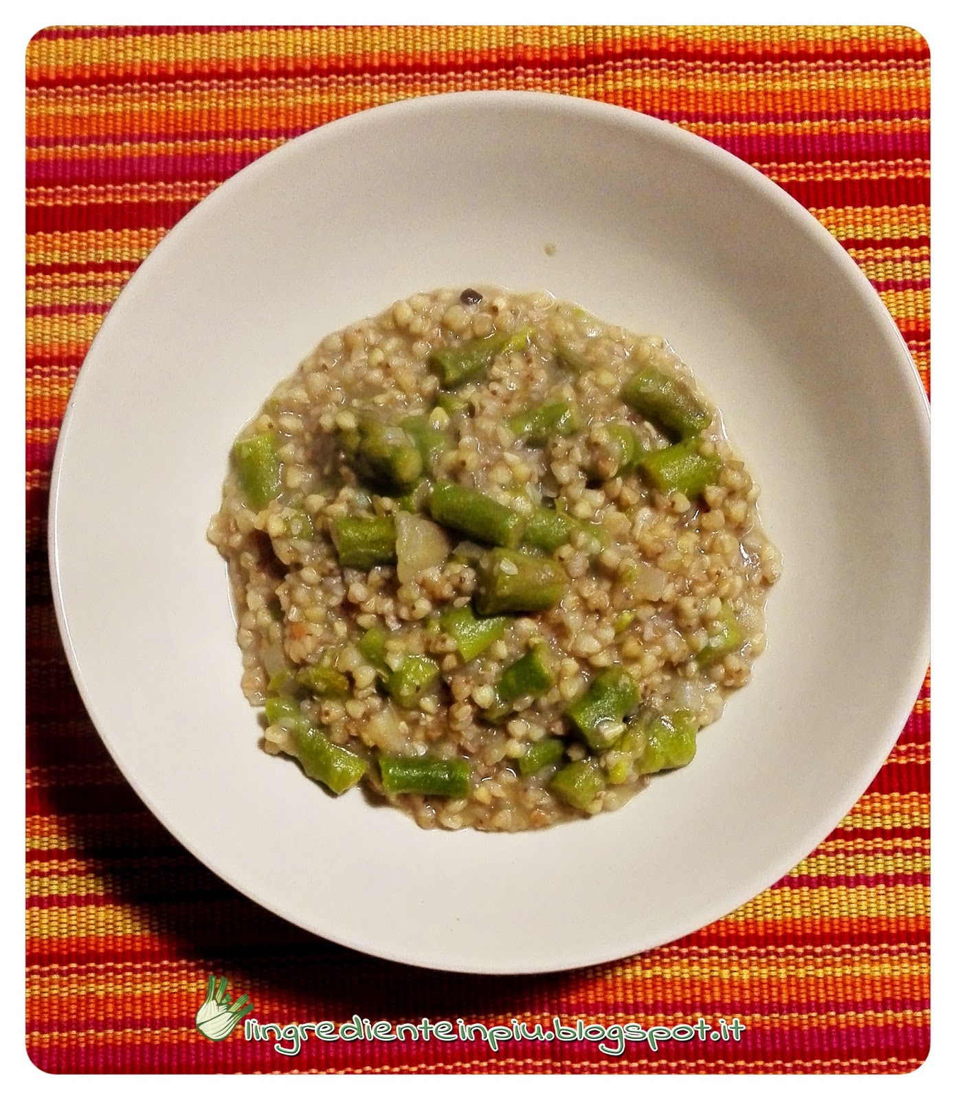 Grano saraceno risottato agli asparagi con curry marocchino