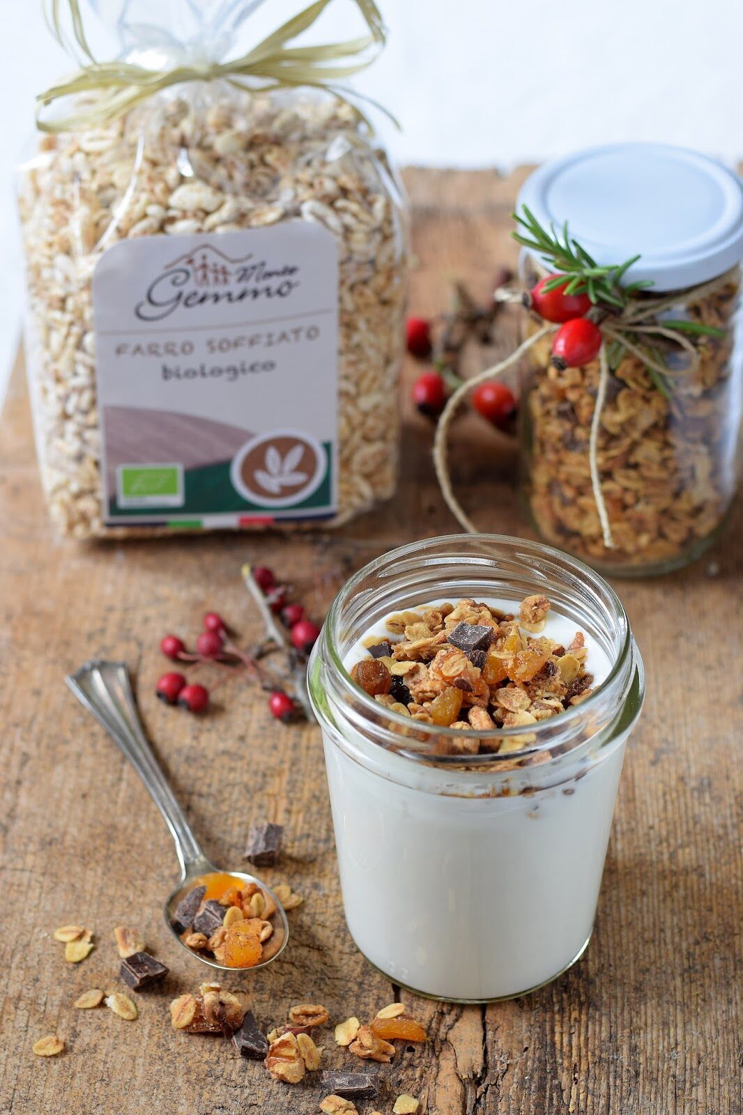 Granola natalizia con frutta secca e cioccolato fondente