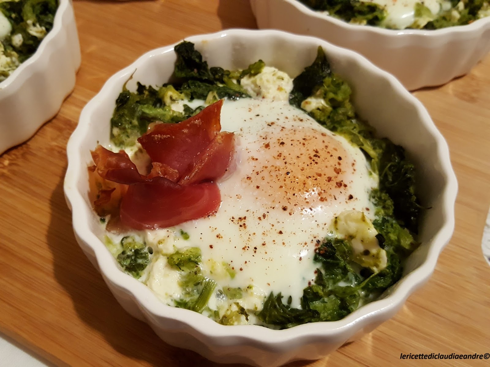 Gratin con cime di rapa, quartirolo, speck e uova