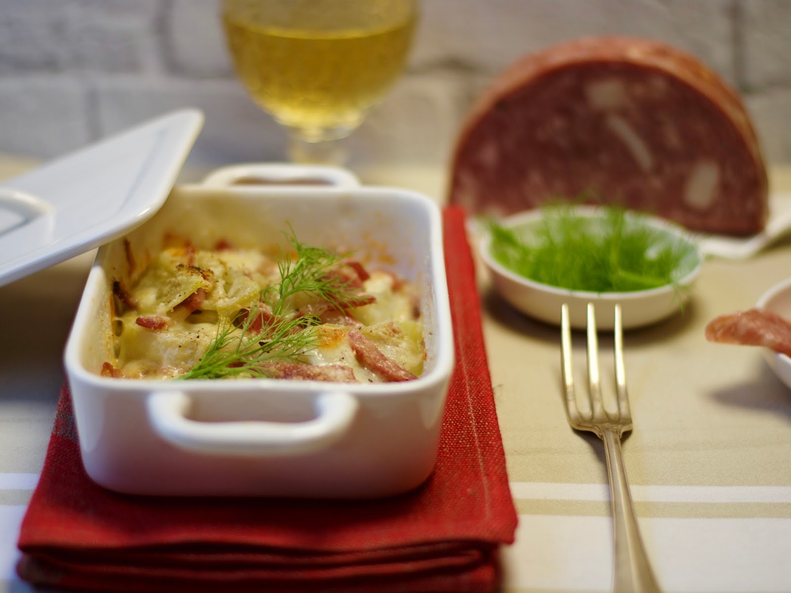 Gratin di finocchi e mortadella di prato