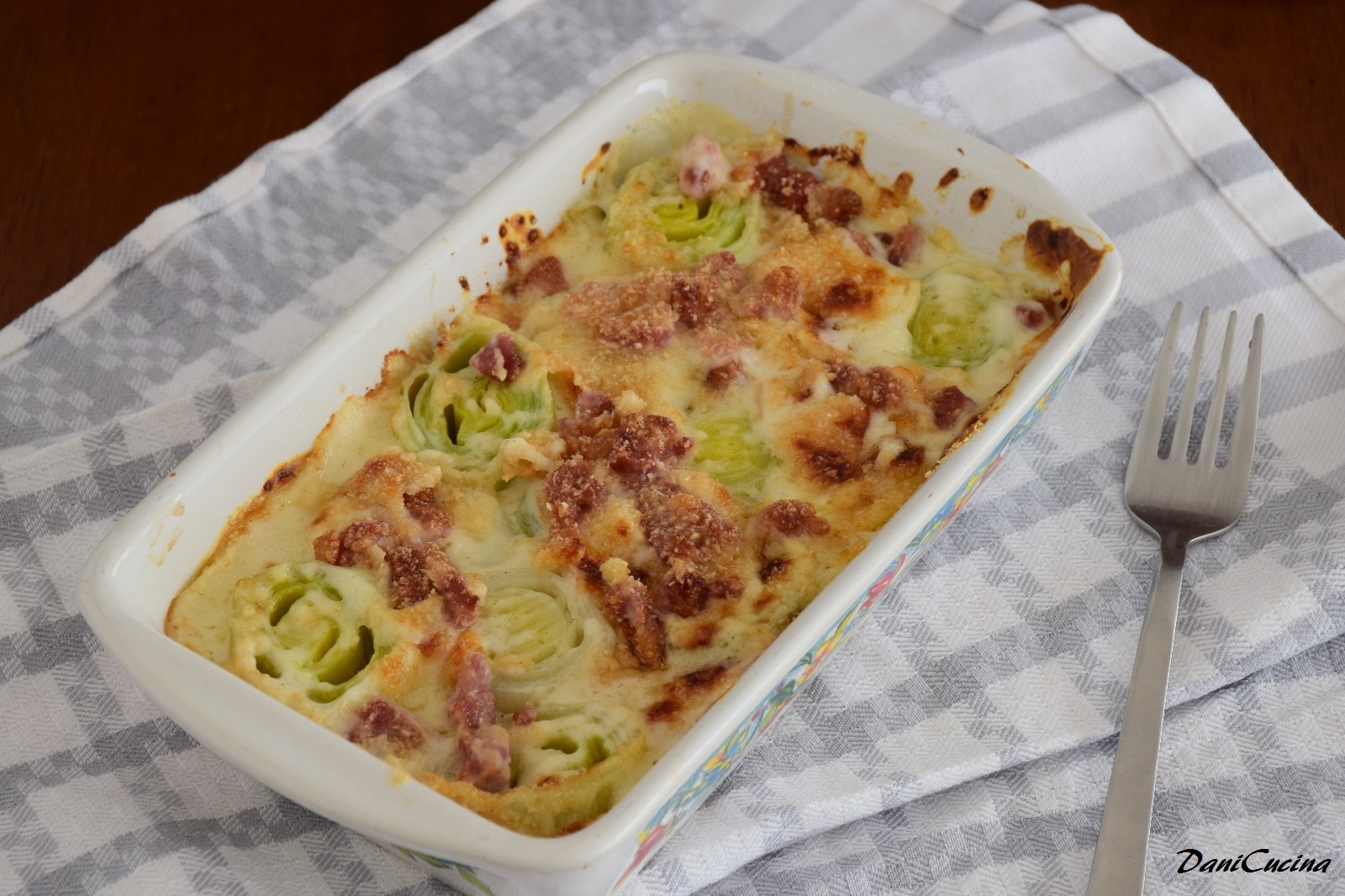 Gratin di porri alla pancetta