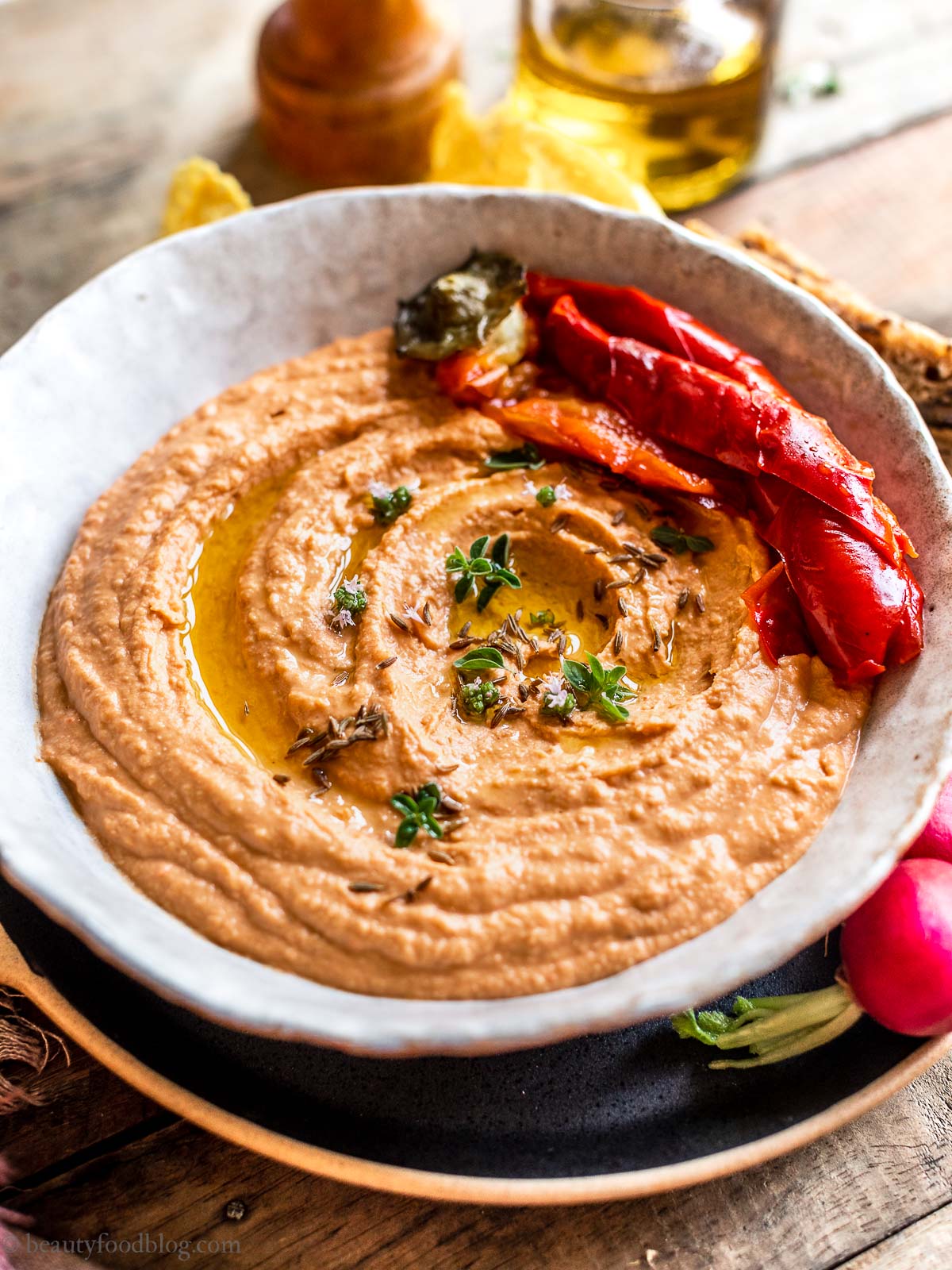 Hummus ai Peperoni Arrostiti | Roasted Red Pepper Hummus