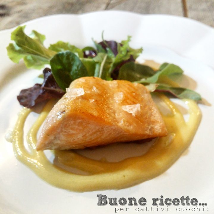 Il filetto di trota salmonata con crema di senape