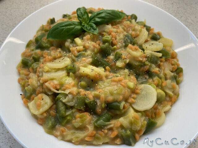 Il “non risotto” con legumotti, porri e fagiolini, cotto con il companion moulinex