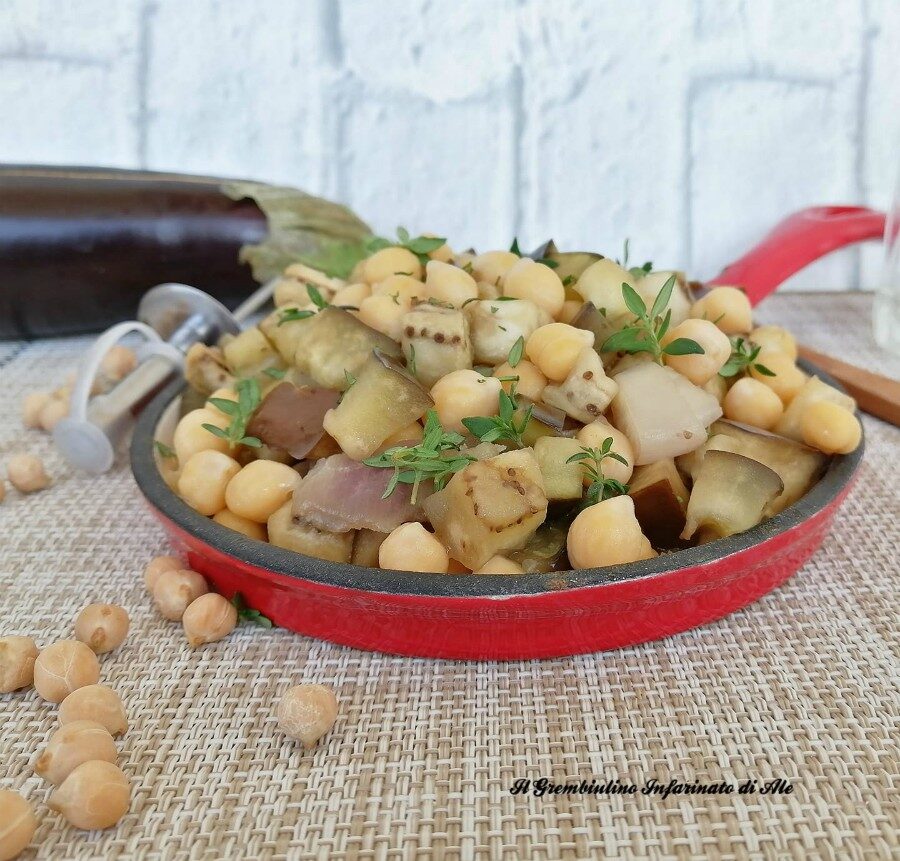 Insalata calda di melanzane e ceci